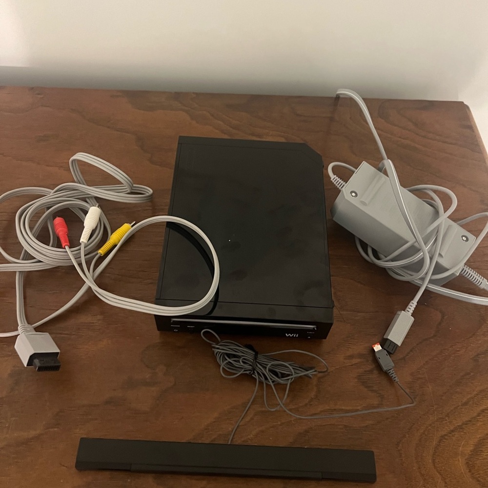 Nintendo Wii  System Console Black NO REMOTES Includes Cords And Sensor